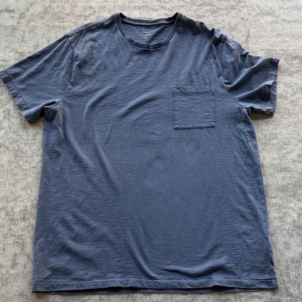 J. Crew Blue Crewneck Pocket Tee